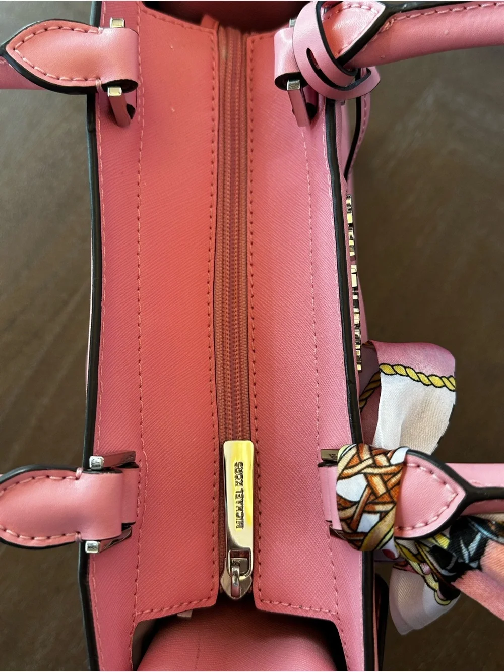Michael Kors Pink Saffiano Leather East-West Satchel